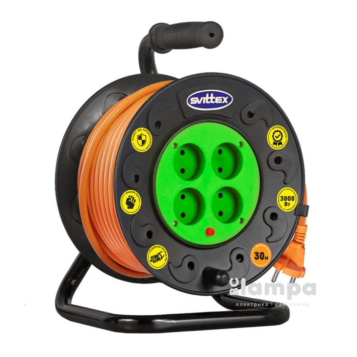 Подовжувач на котушці 30 м ПВС 2*2,5mm²  Svittex