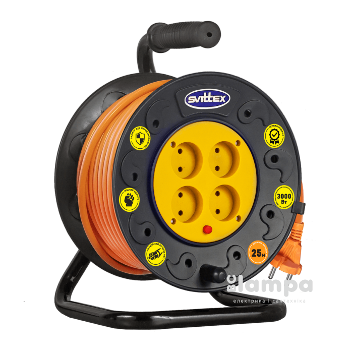 Подовжувач на котушці 25 м ПВС 2*1,5mm²  Svittex