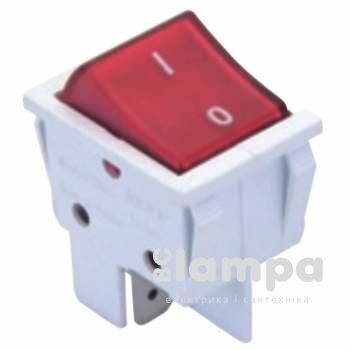 Перемикач клавішний ON-OFF красная подсв.4контакта пол клемму DE-PA 11203
