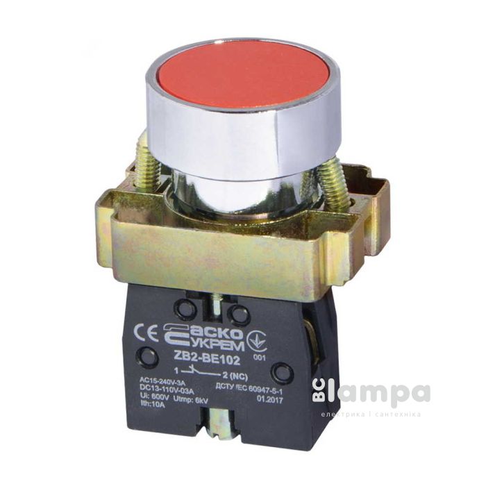 Кнопка АСКО XB2-BA42 красный "NC Stop" Ø22 (0140010003)  p0810110