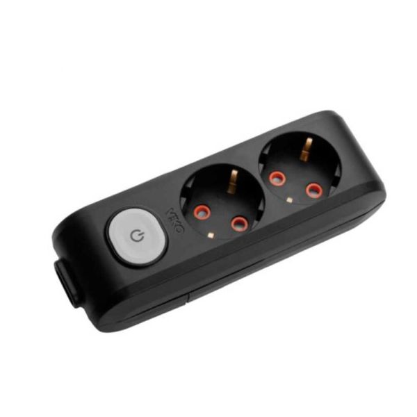 Колодка  2 гн. з з/к+ вимикач VIKO Multi-Let чорна (90138200)