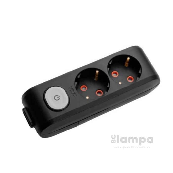 Колодка  2 гн. з з/к+ вимикач VIKO Multi-Let чорна (90138200)