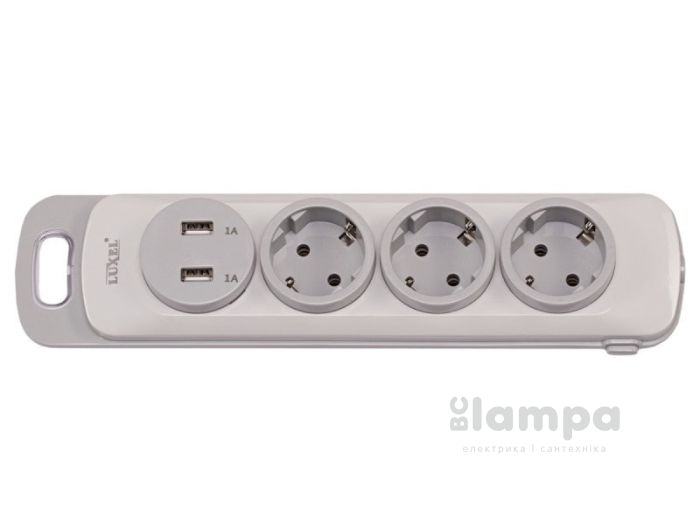Колодка  3 гн. з з/к+ вимикач+ 2USB NOTA LUXEL (4331)
