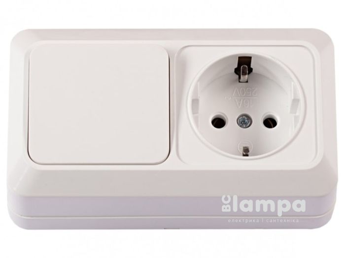 Блок: розетка 1- на з/к+ вимикач 1 кл. LUXEL OPERA (2042)