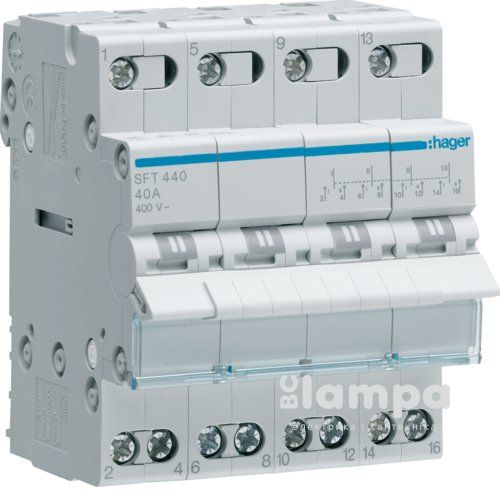 РПМ (перекидний рубильник модульний Din) 4Р 40А 1-0-2  HAGER (SFT440)