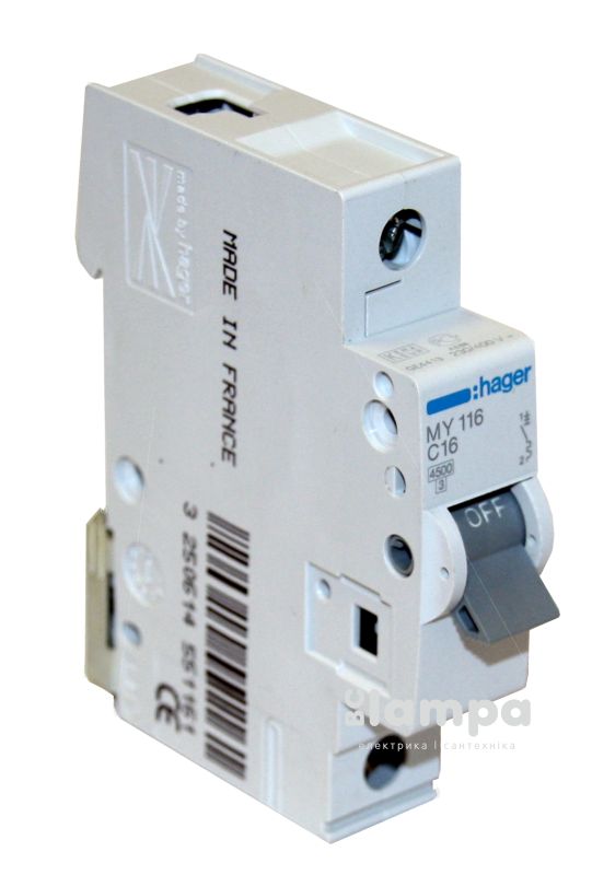 Автоматичний вимикач Hager MC102A 1p 02A C
