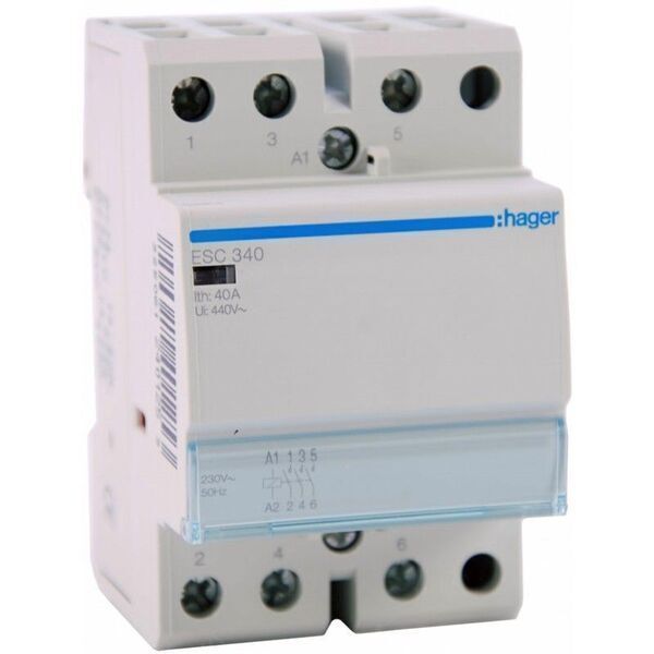 Контактор Hager ESC340 40А 3HО Uc=230V 3мод