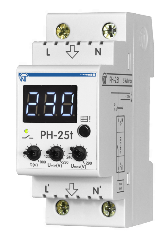 Реле напруги НОВАТЕК-ЕЛЕКТРО  25A PH-25t red