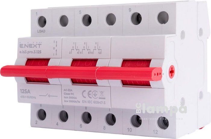 Вимикач навантаження на DIN-рейку 3Р 125А e.NEXT три положення (p008031)