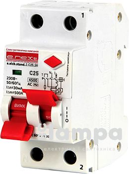 АД, вимикач диф.струму з захистом від надструмів e.NEXT e.elcb.stand 2p C25A 30мА (p0620007) Poland
