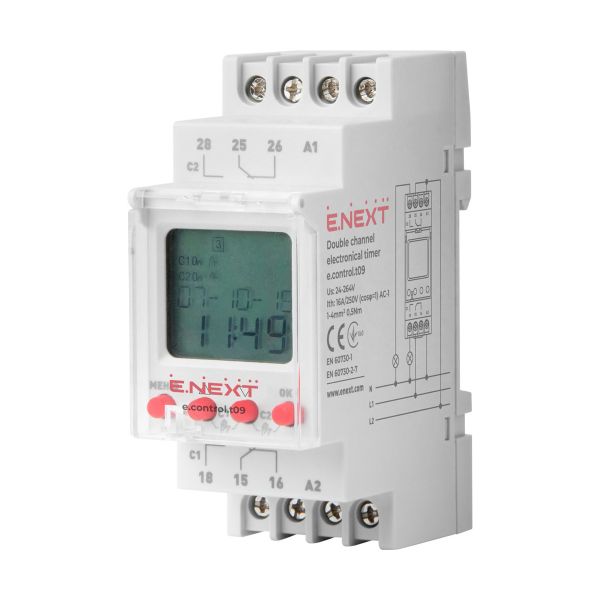 Реле часу електронне двоканальне e.control.t09 (i0310012)