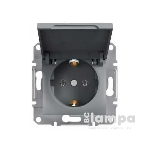 Schneider Electric Asfora сталь розетка 1- на з/к + кришка (ЕРН3100162)