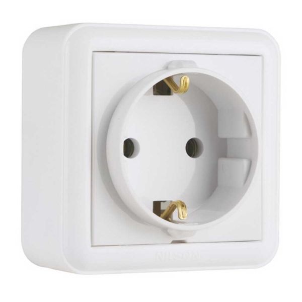 Розетка 1-на з з/з накл біла NILSON Unique (28111017)