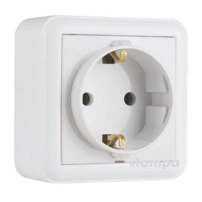 Розетка 1-на з з/з накл біла NILSON Unique (28111017)