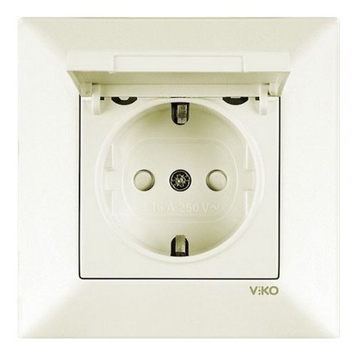 Розетка Крем 1- на З/К з з/ш з кришкою Viko Meridian (90970212)