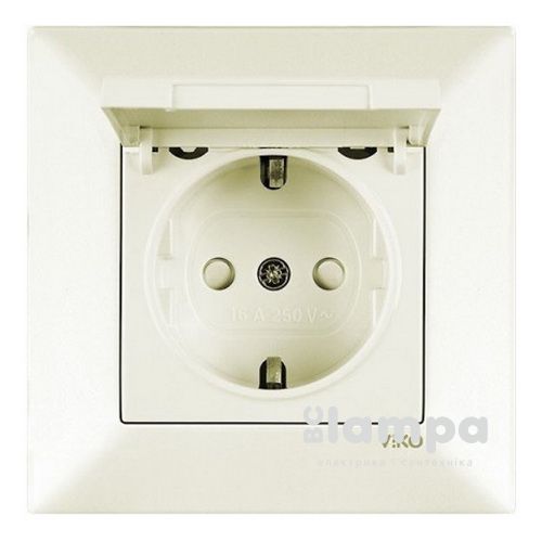 Розетка Крем 1- на З/К з з/ш з кришкою Viko Meridian (90970212)