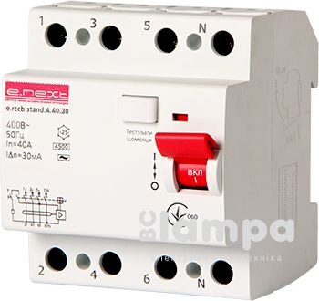 ПЗВ, реле диференційного струму e.NEXT e.rccb.stand.4.40.30 4р 40А 30mA (s034004) Poland