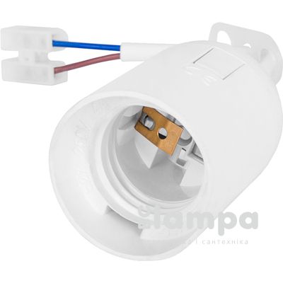 Патрон термопласт білий, гладкий кабель 15см + клемна колодка Е27 (s9100057)