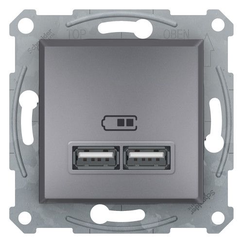 Schneider Electric Asfora сталь розетка USB 2,1А (EPH2700262)