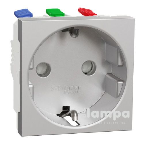 Розетка 1- на  з/к+ штор.SCHNEIDER ELECTRIC UNICA алюміній (NU305730)