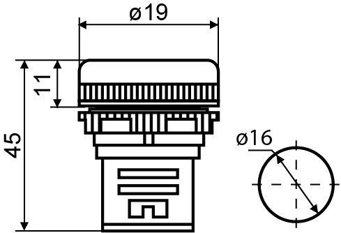 Арматура светосигнальная AD16-16DS зеленая 220V plastic (s009013)