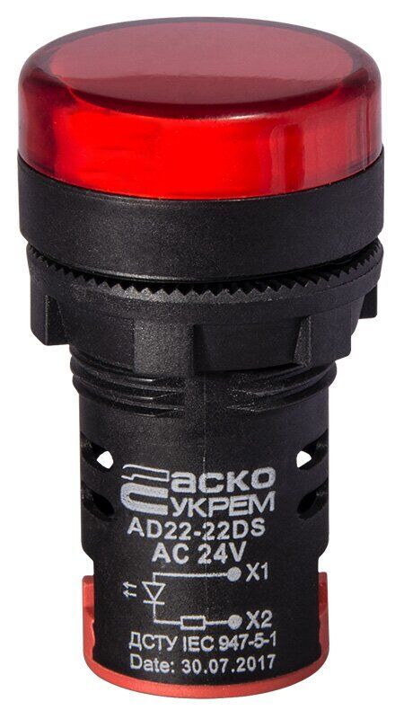 Арматура светосигнальная AD22-22DS красная 24V AC/DC  plastic (0140030047) s009021
