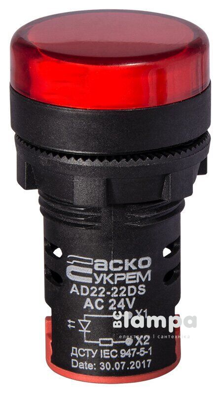 Арматура светосигнальная AD22-22DS красная 24V AC/DC  plastic (0140030047) s009021