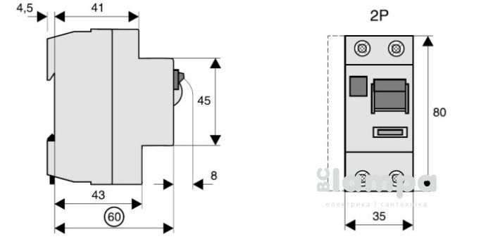 ПЗВ, реле диференційного струму Eaton HNC - 2/63/003 2P 63A 0,03A (194692) Serbia