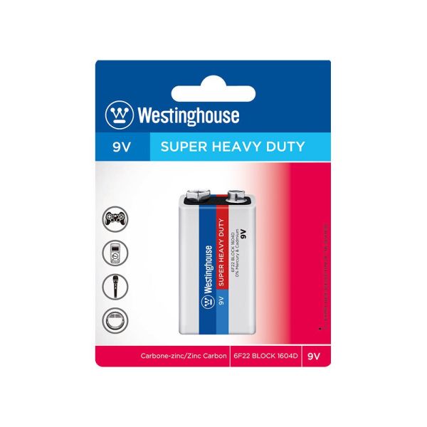 Батарейка WESTINGHOUSE Super Heavy Duty 9V 6F22 (6F22-РВ6)