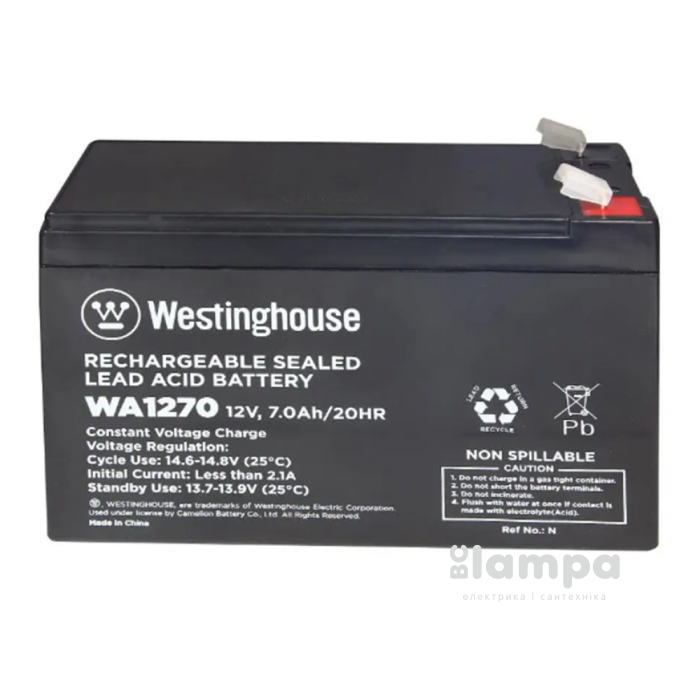 Акумулятор terminal WESTINGHOUSE 12V  7Ah F2 (WA1270N-F2)