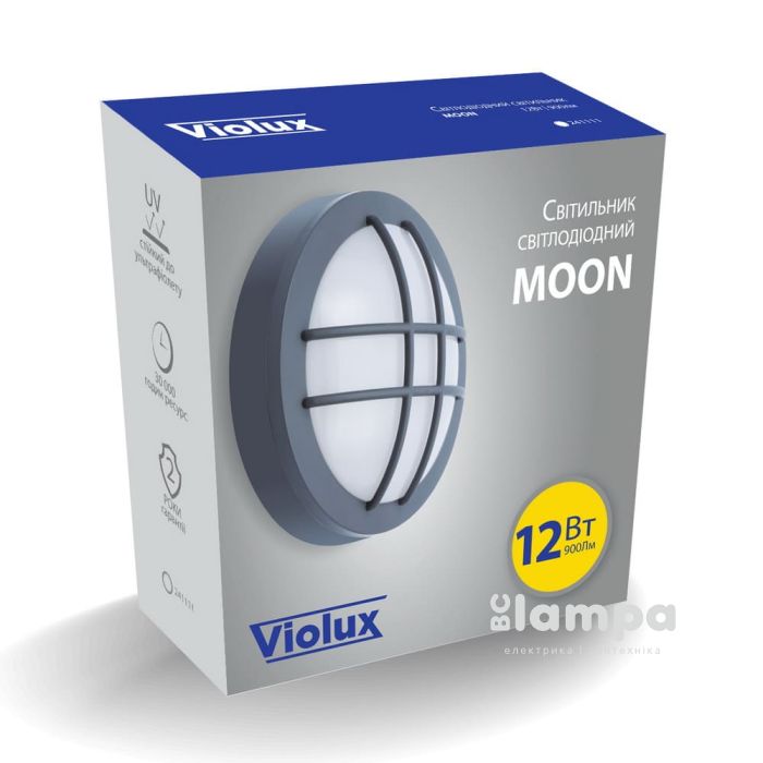Світильник накладний VIOLUX LED 12W 5000K IP54 круг170*64 MOON решетка (241111)