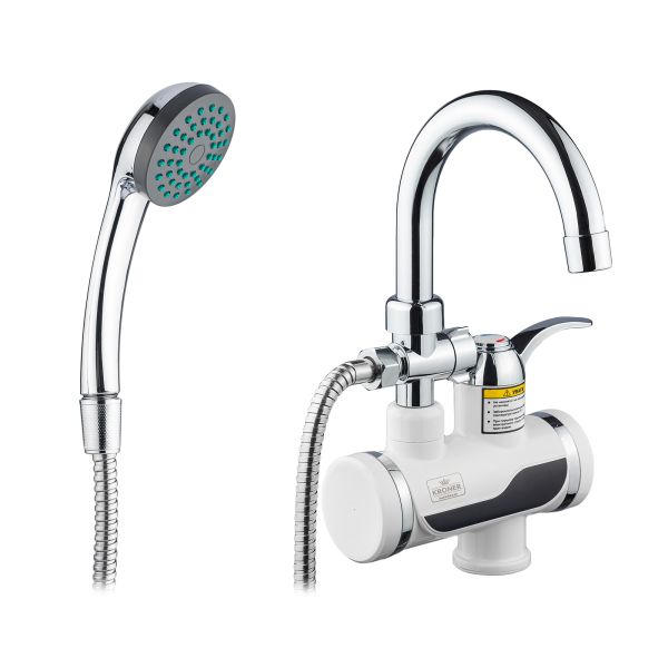 Однокран з електронагрівом KRONER CW191MDS з дисплеєм на вмивальник (CV023248)