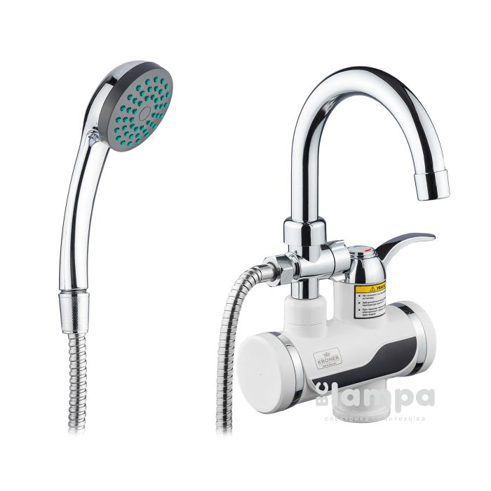 Однокран з електронагрівом KRONER CW191MDS з дисплеєм на вмивальник (CV023248)