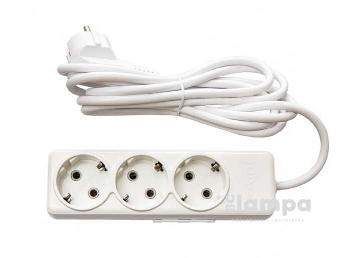 Подовжувач 3гн.  5м  з/к LUXEL AURA (LX-7335)