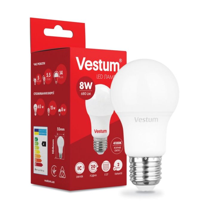 Лампа VESTUM LED  A55  8W Е27 4100K 220V (1-VS-1107)