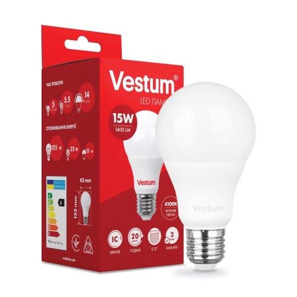 Лампа VESTUM LED  A65 15W Е27 4100K 220V (1-VS-1101)