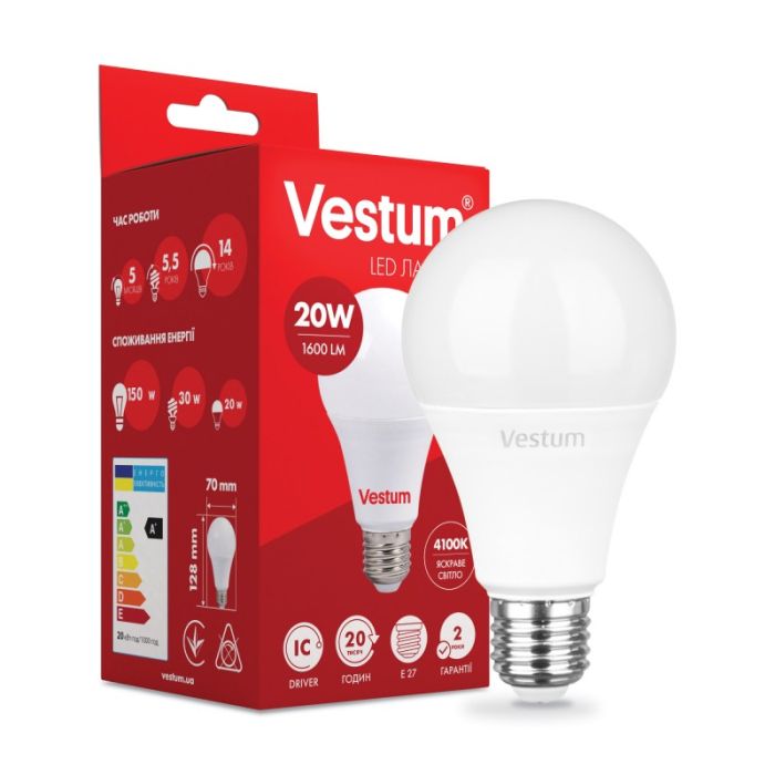 Лампа VESTUM LED  A70 20W Е27 4100K 220V (1-VS-1109)