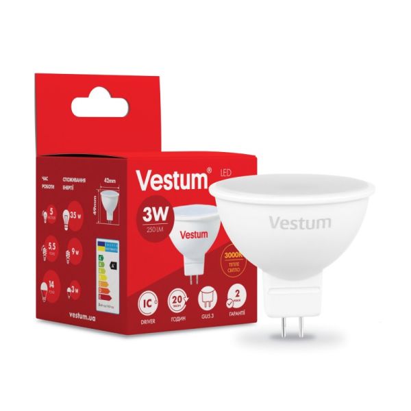 Лампа VESTUM LED MR16 3W GU5.3 3000K (1-VS-1502)