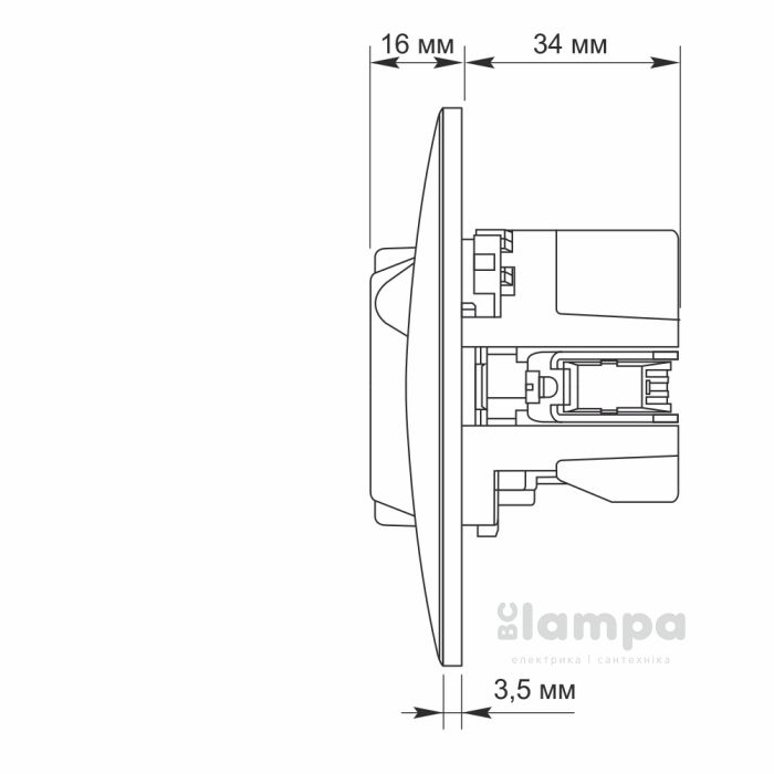 Розетка Videx Binera 1-я с з/к и 2USB кремова (24694)