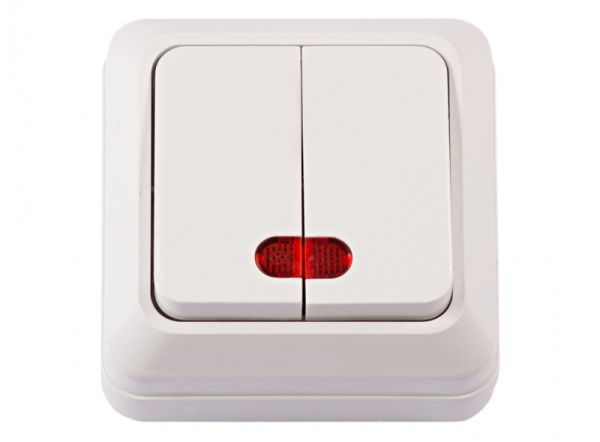 Вимикач 2 кл. білий з підсвіткою LUXEL OPERA (2006)
