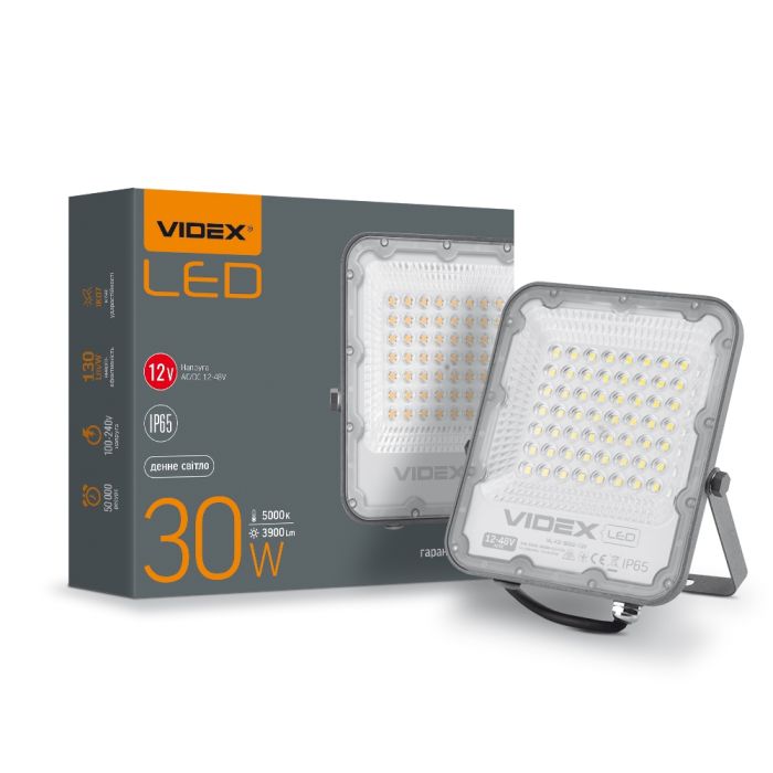 Прожектор VIDEX LED  30W 5000K 12-48V серый (VL-F2-305G/25960)