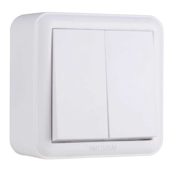 Вимикач 2-кл накл білий NILSON Unique (28111003)
