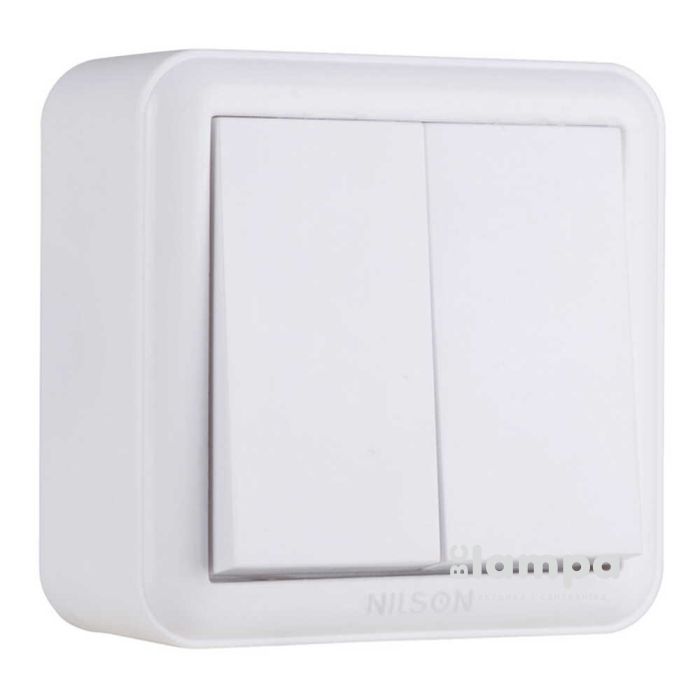 Вимикач 2-кл накл білий NILSON Unique (28111003)