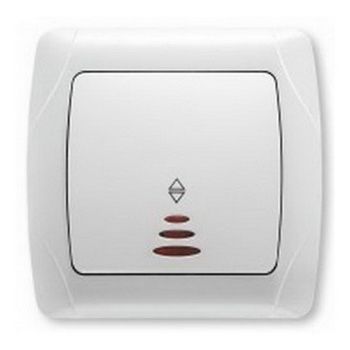 Выключатель белый 1 кл. проходной с подсветкой VIKO CARMEN (90561063)