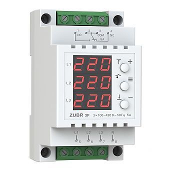 Реле напруги ZUBR контроль напруги і фаз 3F 5А