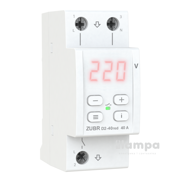 Реле напруги ZUBR модульне D 2-40A red 8 800BA