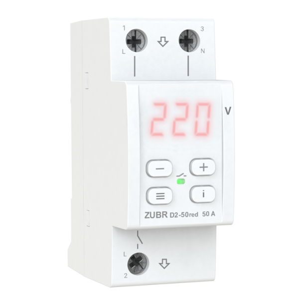 Реле напруги ZUBR модульне D 2-50A red