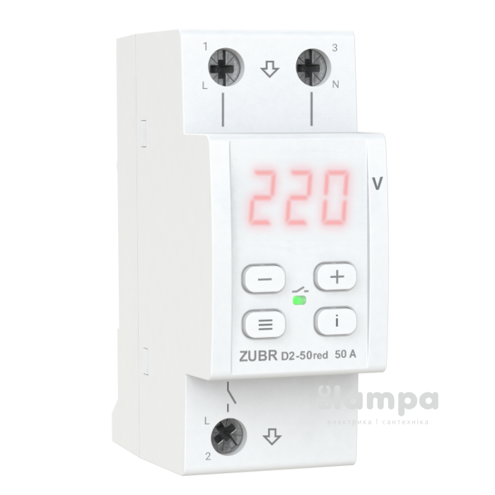 Реле напруги ZUBR модульне D 2-50A red