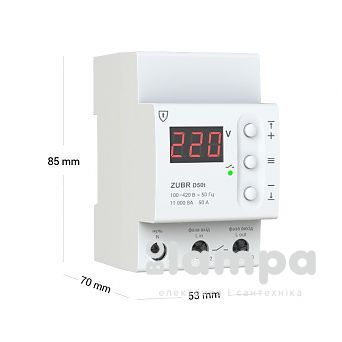 Реле напруги ZUBR модульне D50t Термозахист