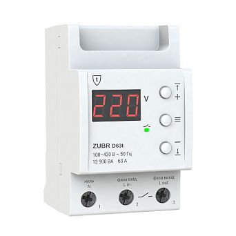 Реле напруги ZUBR модульне D63t 13 900BA Термозахист
